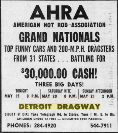 Detroit Dragway - 30 Grand Pot - Not Bad May 19 1967